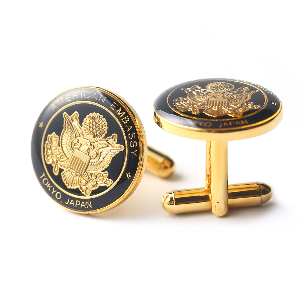 Factory Custom Logo Zinc Alloy Brass Metal Epoxy Enamel Blank Cuff Links  For Men Luxury Custom Logo Cufflinks Sets