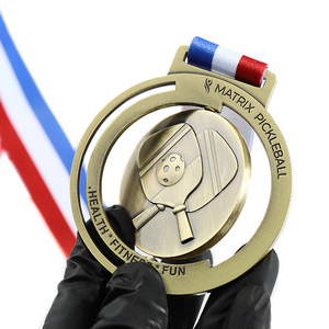 Free Design Custom Metal 3D Zinc Alloy Table Tennis Pickleball Medals Rotatable Rotate Medal With No Minimum