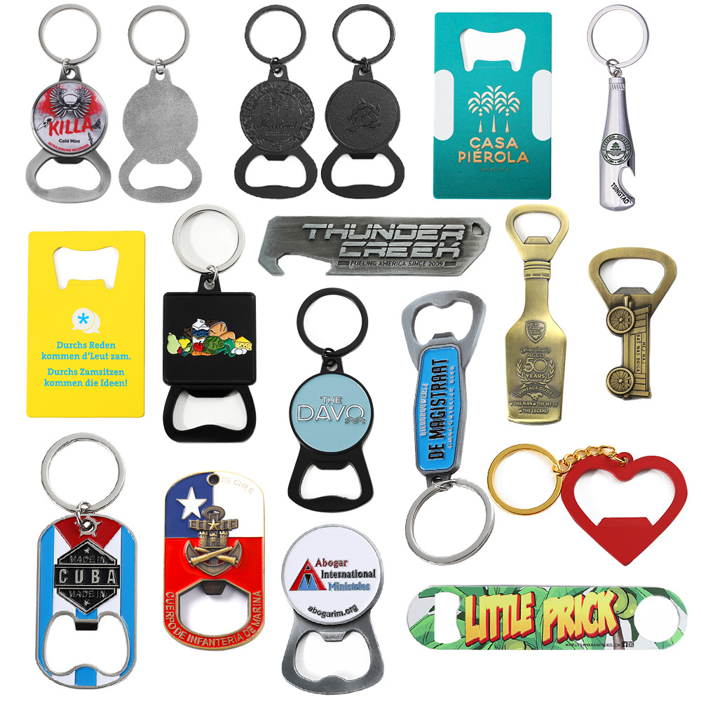 Factory Zinc Alloy Key Rings Keyholder Custom Logo Metal Beer Bottle Opener Key Chain 3D Enamel Metal Bottle Opener Keychain