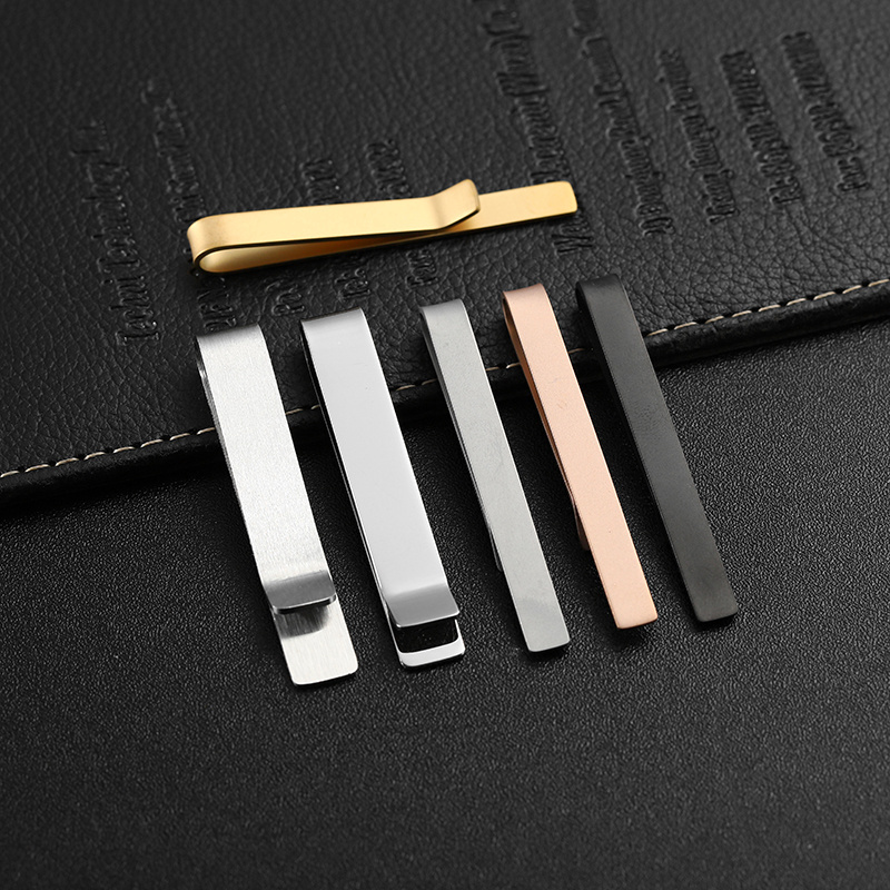 Customizable Name Company Logo Blank Tie Clips Set Metal Zinc Alloy Epoxy Enamel Brass Tip Clips For Men Luxury In Boxes