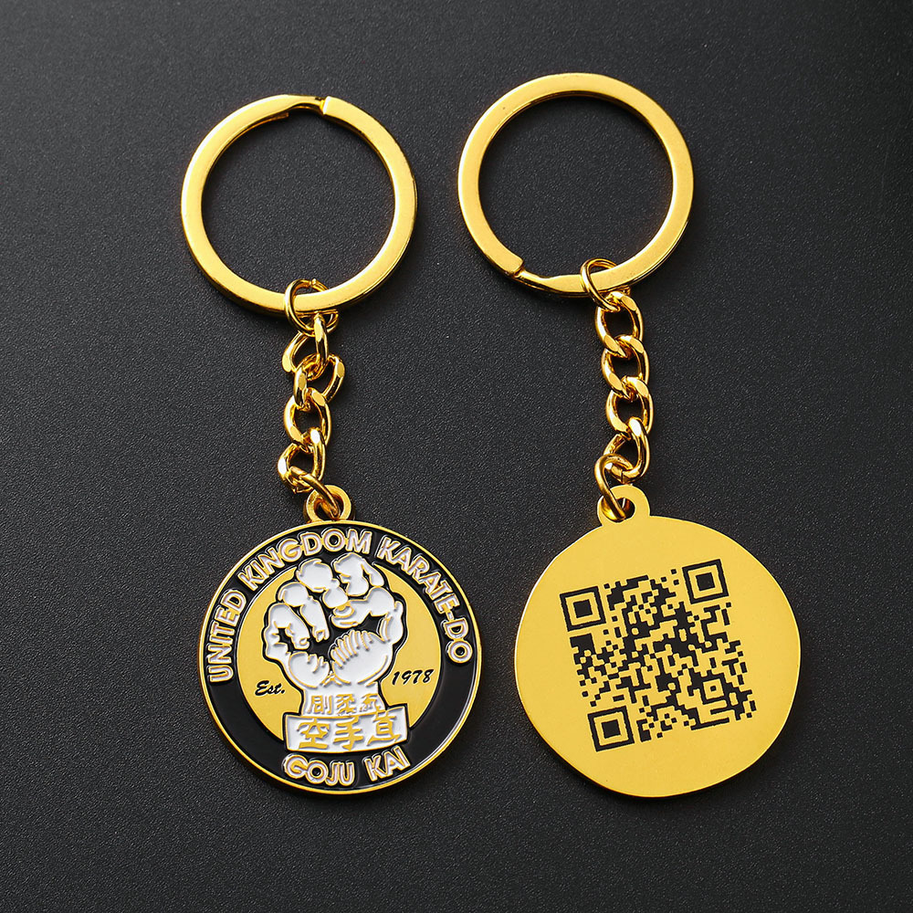 Hesank Crafts cheap price custom Soft enamel logo QR code keychain