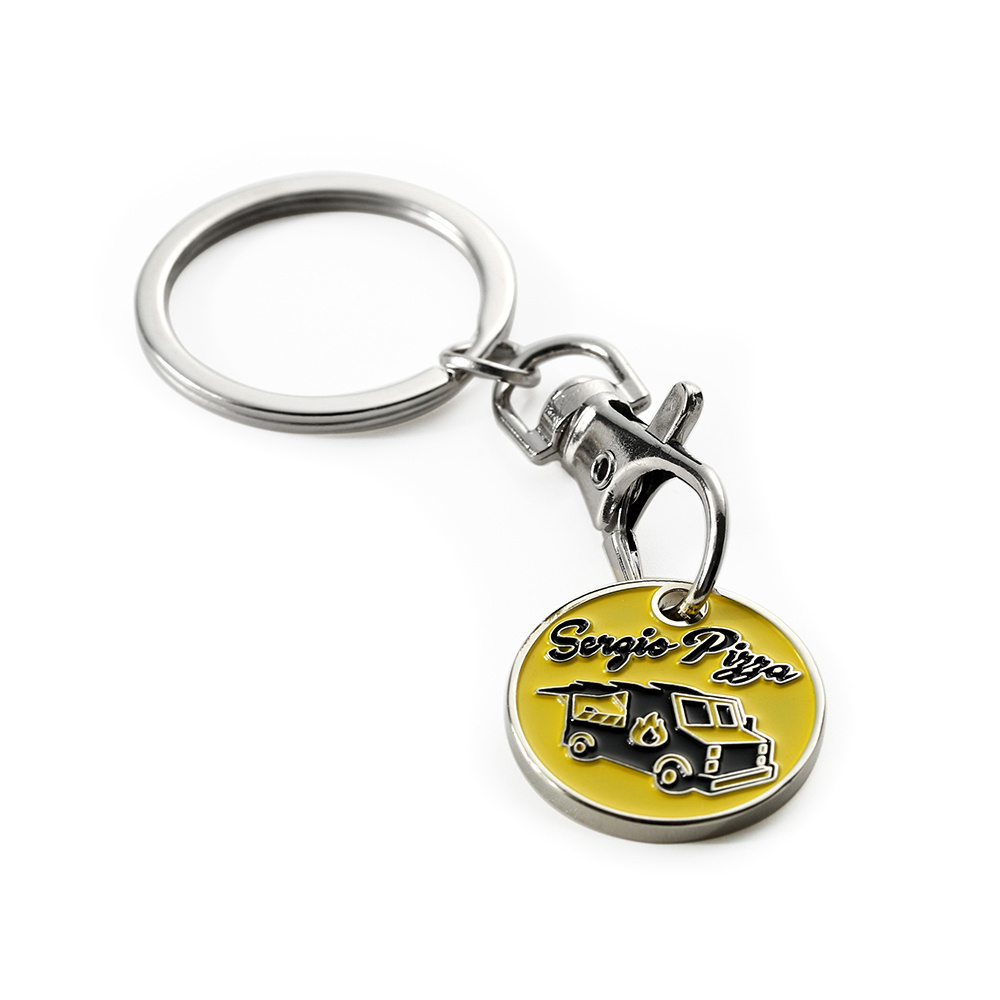 Design Metal Supermarket Token Coin Shopping Cart Chip Coin Holder Key Chains Key Ring Keychain With Trolley Coin