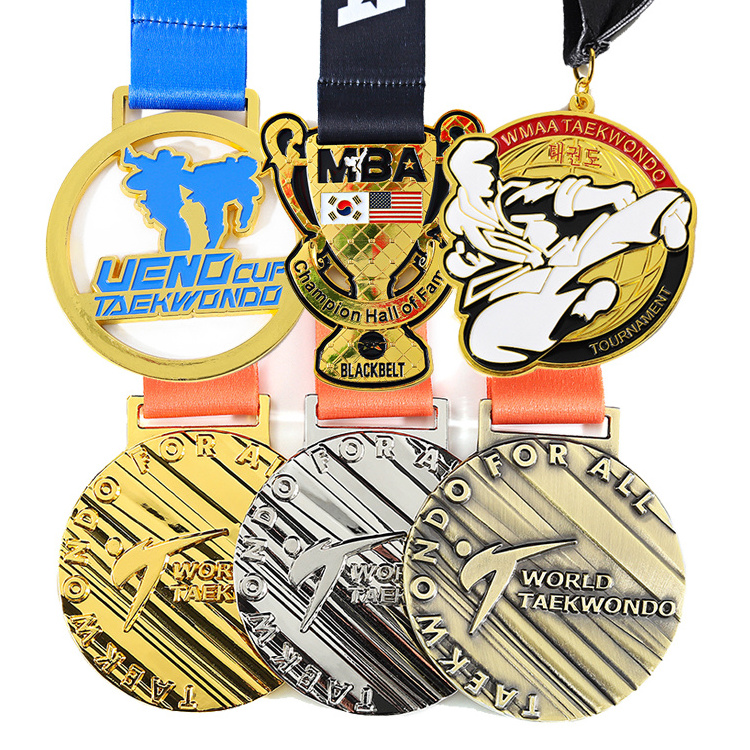 Design Your Own Metal Award Competition Kick Boxing Medal Kickboxing Jiujitsu Medals With Ribbon Custom