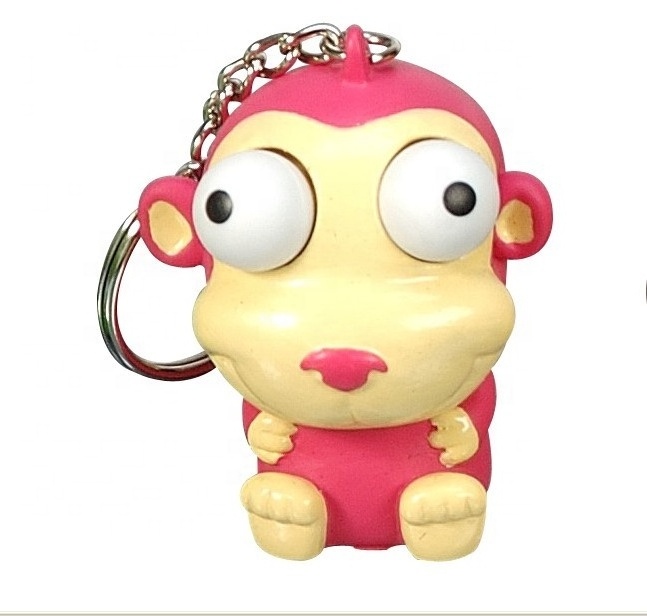 Monkey rubber 3D mini pvc keychain custom Soft vinyl promotion keychains cheap eyes pop keychains