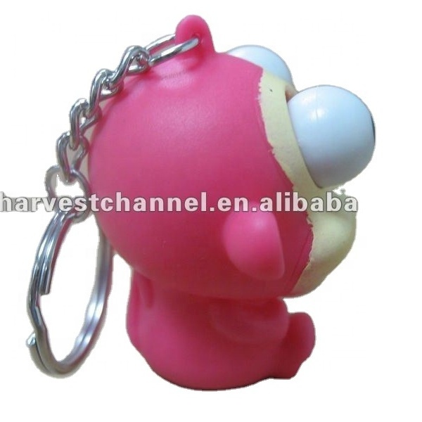 Monkey rubber 3D mini pvc keychain custom Soft vinyl promotion keychains cheap eyes pop keychains