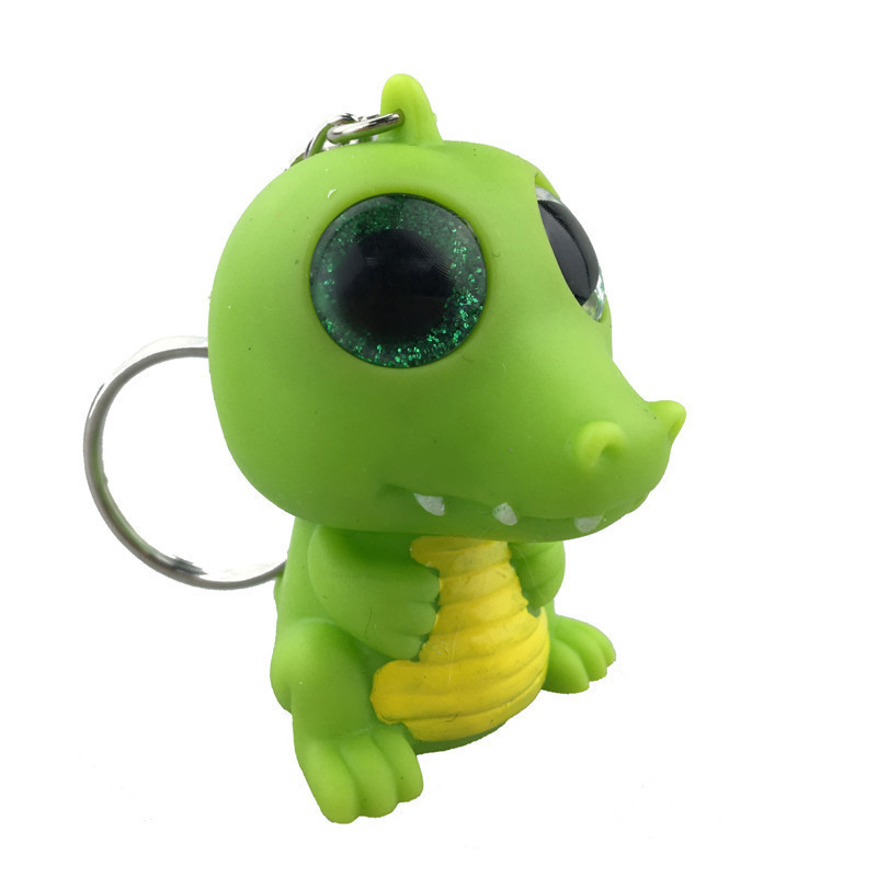 Promotional crocodile glitter eyes pop plastic keychains 3d custom crocodile soft pvc keychains