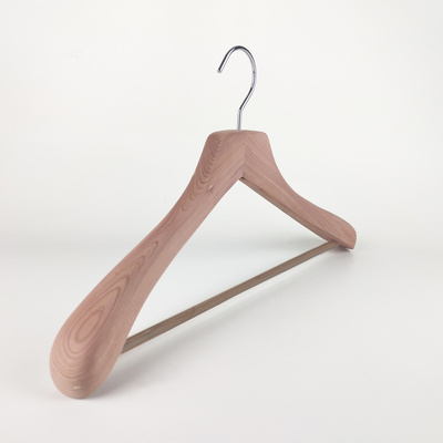 natural color cedar wood coat hanger with round bar