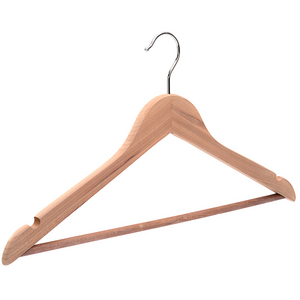 Cedar wood natural color top hanger with notch and bar