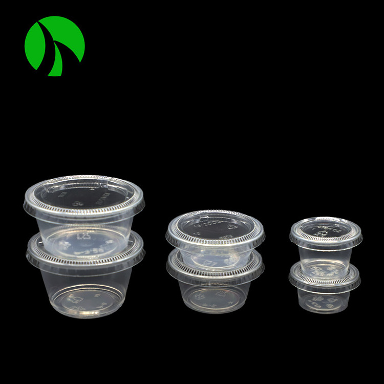 Disposable seaable small soy sauce or wasabi container 0.75 1 1.5 2 3.25 4 ounce round pp clear plastic jelly cups