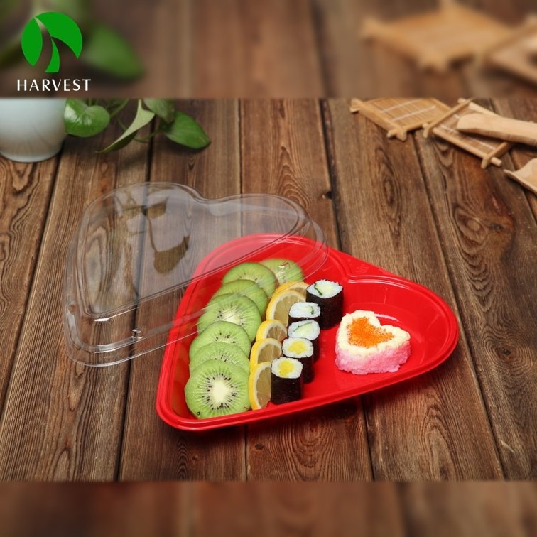 Wholesale Food Grade Disposable Plastic Takeaway Heart Shape Sushi Box