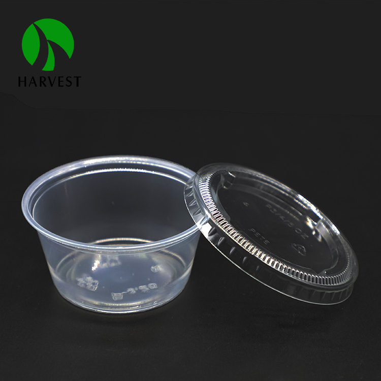 Disposable seaable small soy sauce or wasabi container 0.75 1 1.5 2 3.25 4 ounce round pp clear plastic jelly cups