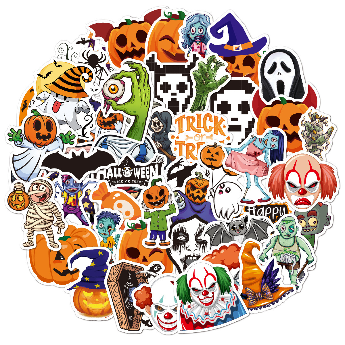 Halloween Sticker Decoration Bat Pumpkin Luggage Sticker for Children Wall Window Car Gift box Decorative