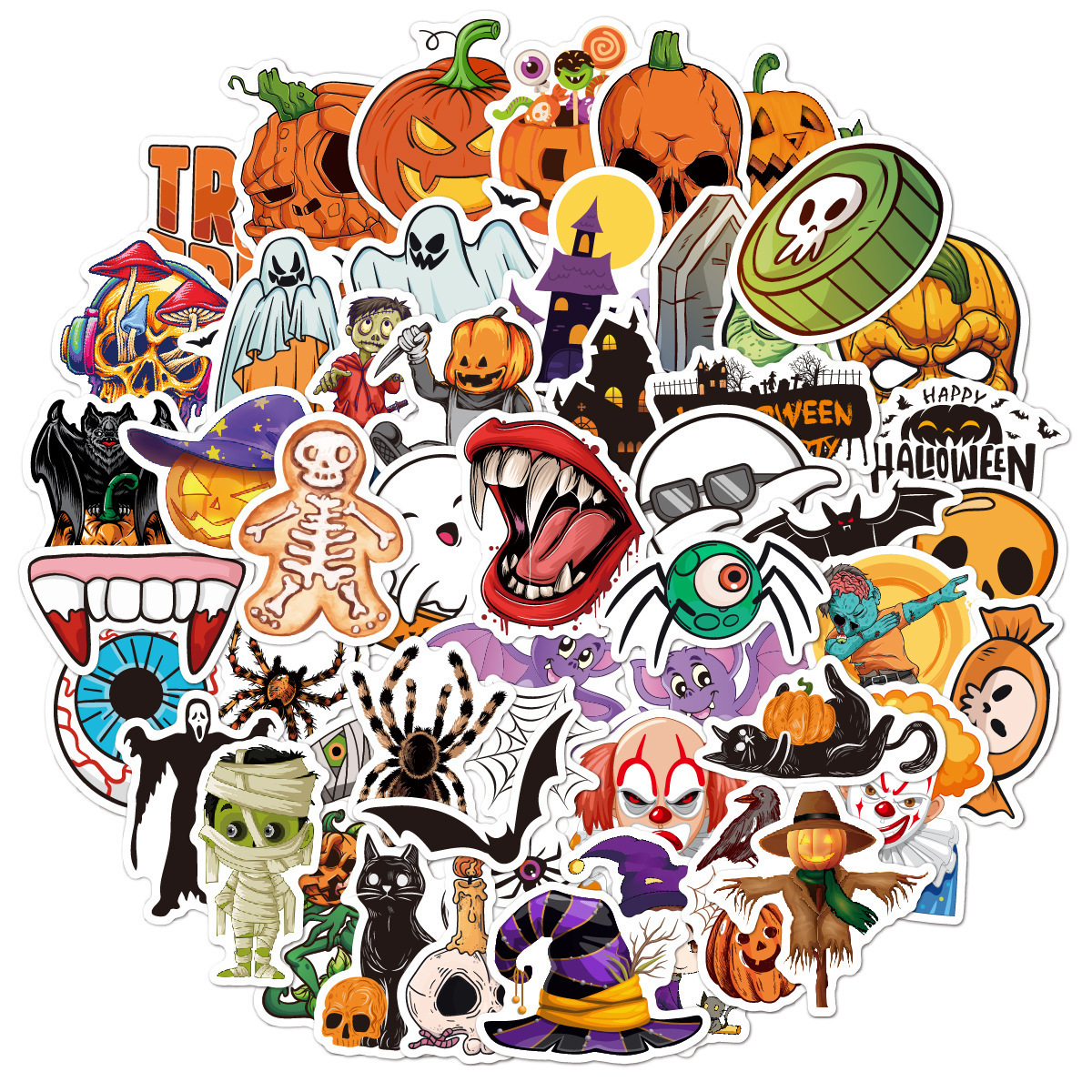 Halloween Sticker Decoration Bat Pumpkin Luggage Sticker for Children Wall Window Car Gift box Decorative