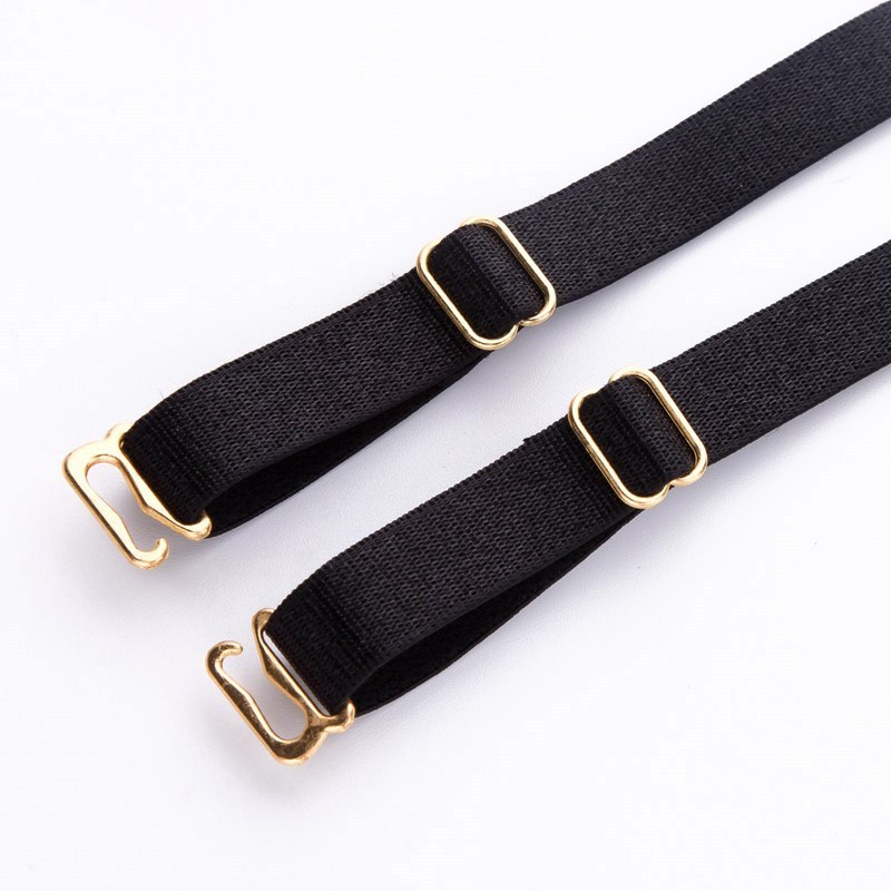 Wholesale bra strap Removable exposed metal golden and silver buckle black and white elastic bra strap