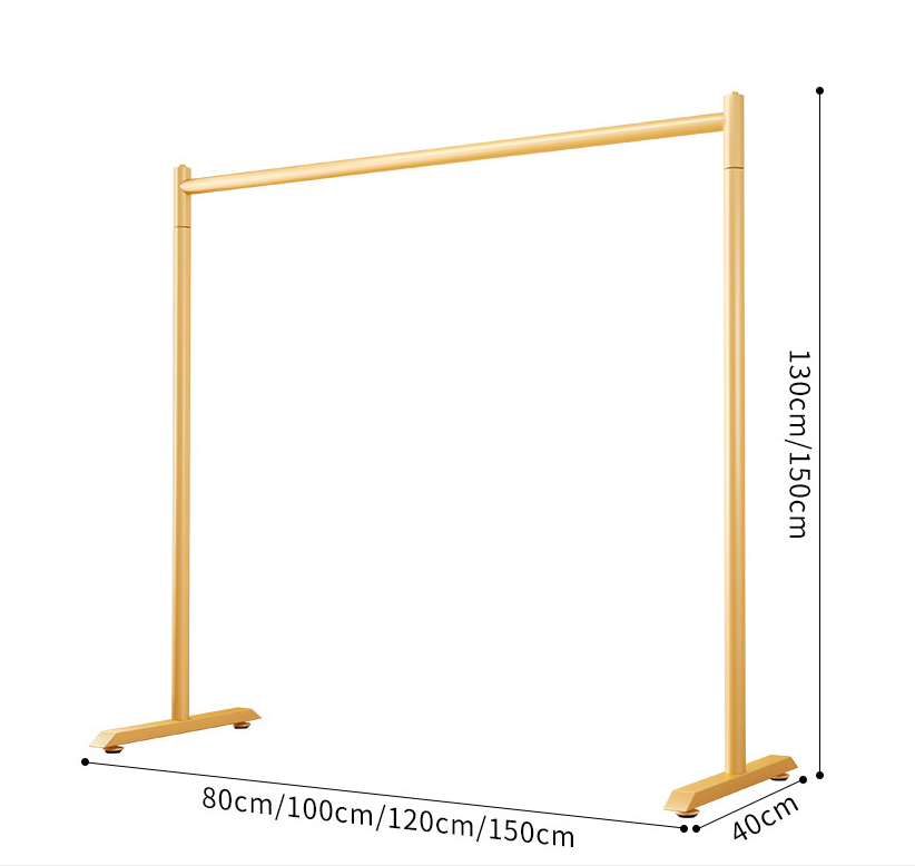 Simple style single pole coat rack floor clothing store dressing room hanging clothes drying rack black gold