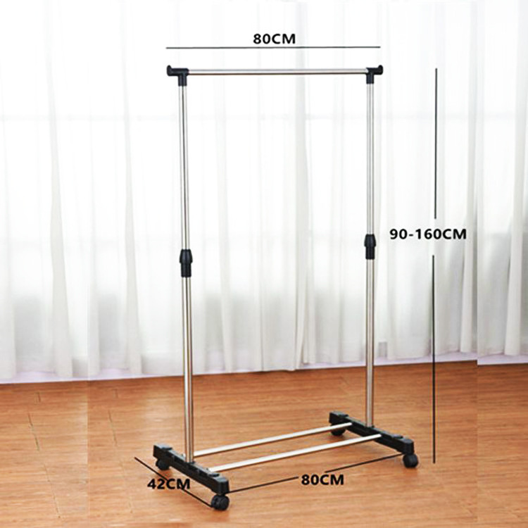 Free lift retractable movable stainless steel floor hanger bedroom balcony hanger clothes drying rack single pole