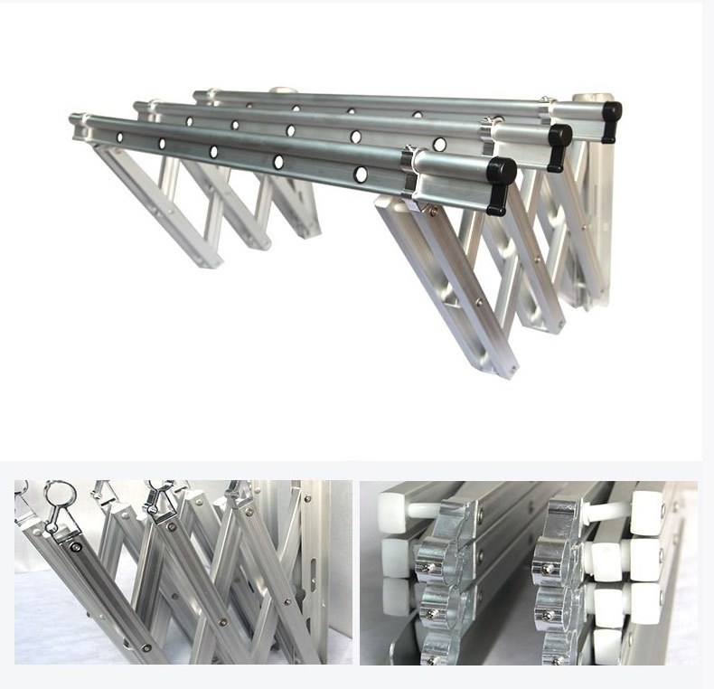 Outdoor folding clothes push-pull hanger telescopic clothes drying rod retractable stretching rack aluminum alloy