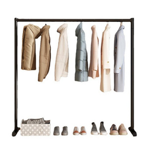 Simple style single pole coat rack floor clothing store dressing room hanging clothes drying rack black gold