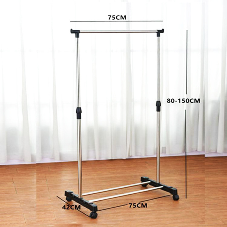 Free lift retractable movable stainless steel floor hanger bedroom balcony hanger clothes drying rack single pole