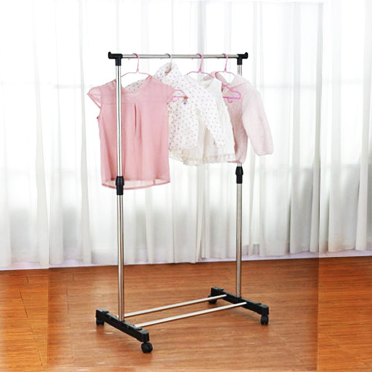 Free lift retractable movable stainless steel floor hanger bedroom balcony hanger clothes drying rack single pole