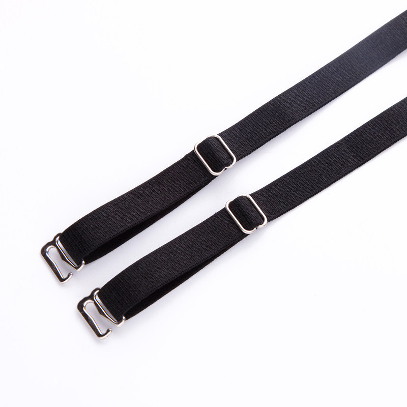 Wholesale bra strap Removable exposed metal golden and silver buckle black and white elastic bra strap