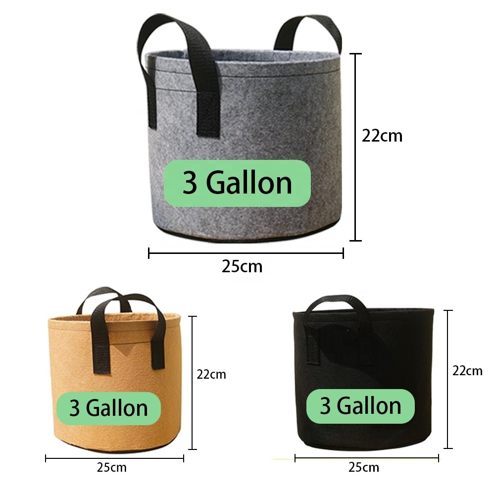 Flowers plants 3 gallon fabric pots nonwoven geotextile planting bag hydro farming nursery garden tomato growing geo fabric pot