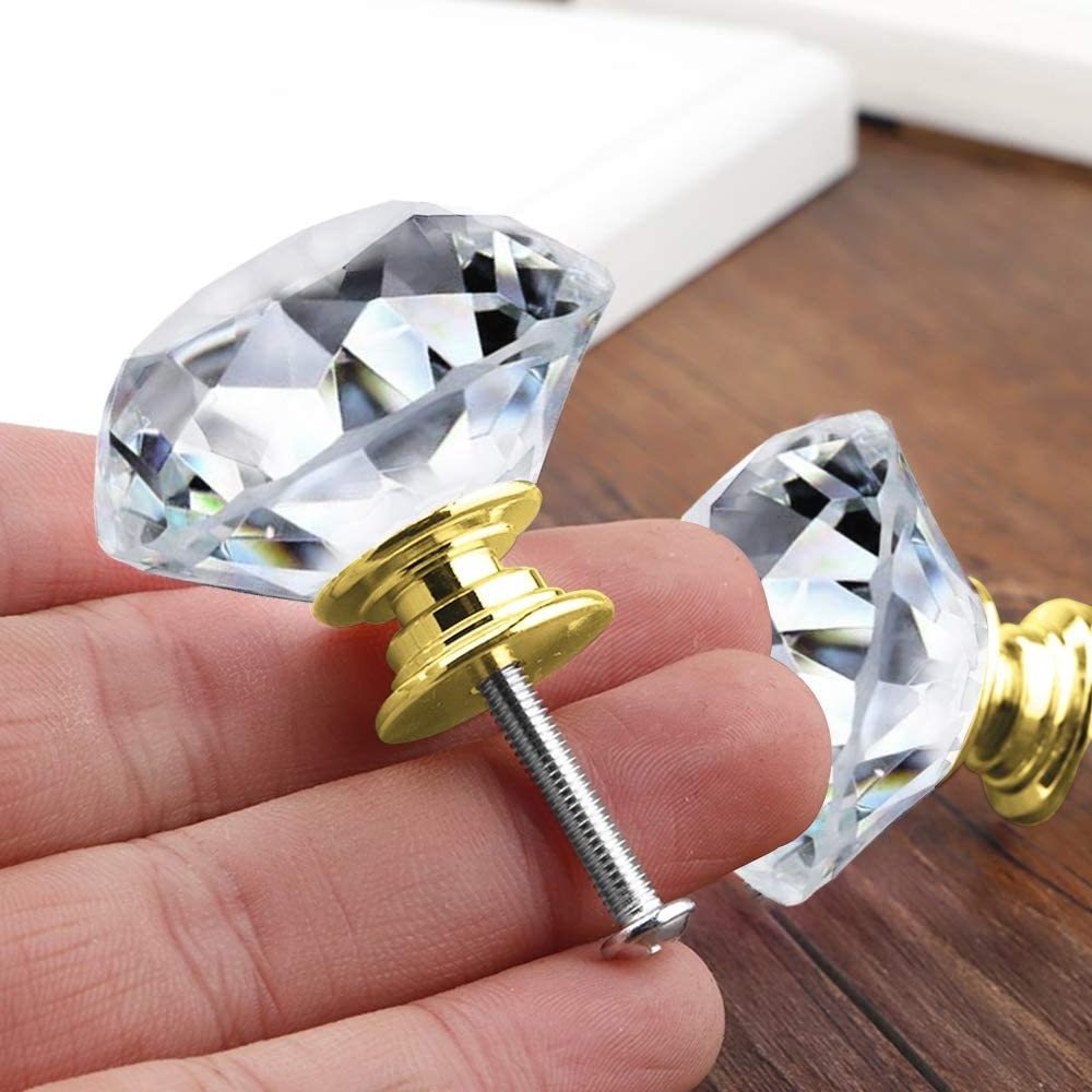 30mm Kitchen Crystal Drawer Knobs Furniture Cabinet Pull Handles Door Crystal Knobs