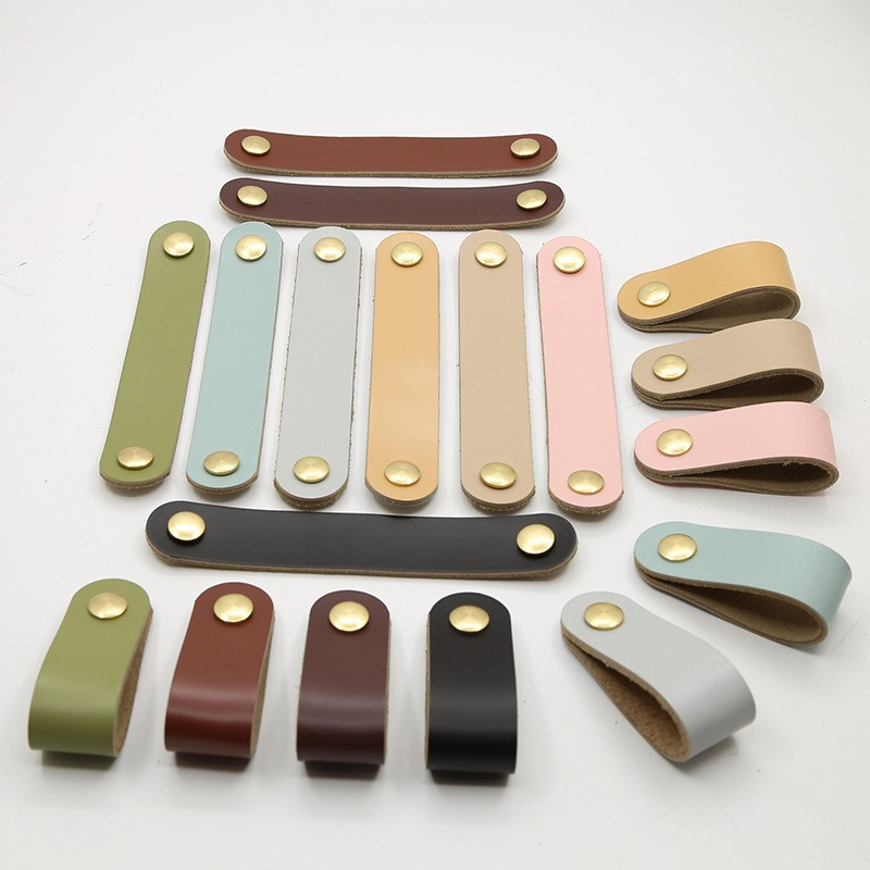 Wholesale Kitchen Leather Handles  Door Pulls Gold Wardrobe Cupboard Furniture Drawer Cabinet Knobs handle