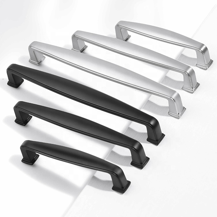 Modern Simple Drawer Pulls Handle Kitchen Cabinet Handle Black Silver Cabinet Square Handles