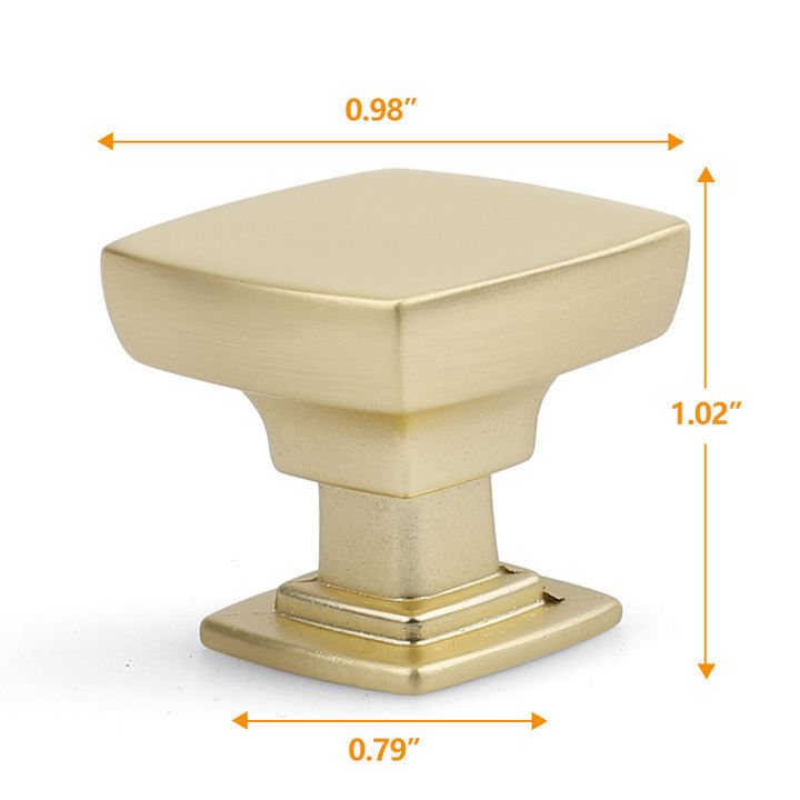 Modern Solid Brass Knobs Shoe Cabinets Handles And Pulls Brushed Gold Square Knob For Dresser Drawer