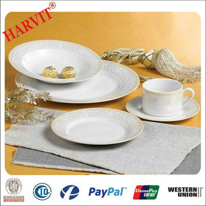 Set Houseware 30pcs Coloured Porcelain Dinnerware Golden Decal/ Portuguese Ceramic Dinnerware