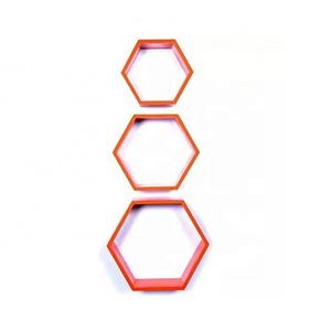 Hexagon floating shelves set of 3 Dark wood Living Room Furniture Home Furniture Hot Sell For Decoration Home Hotel & Restaurant