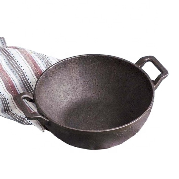 Cast Iron cookware Indian Kadai Non Stick Pan for Cooking And Serving Cooking Set Iron Heavy Base For Home Hotel And Restaurant