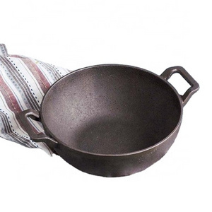 Cast Iron cookware Indian Kadai Non Stick Pan for Cooking And Serving Cooking Set Iron Heavy Base For Home Hotel And Restaurant