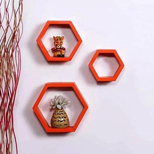 Hexagon floating shelves set of 3 Dark wood Living Room Furniture Home Furniture Hot Sell For Decoration Home Hotel & Restaurant