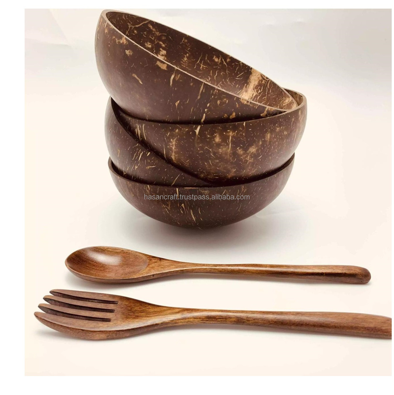 Coconut Shell Bowl with Spoon Hand Made Coconut Bowl Made from Coconut Shell for Salad Soup Smoothie Ice-cream and Snacks