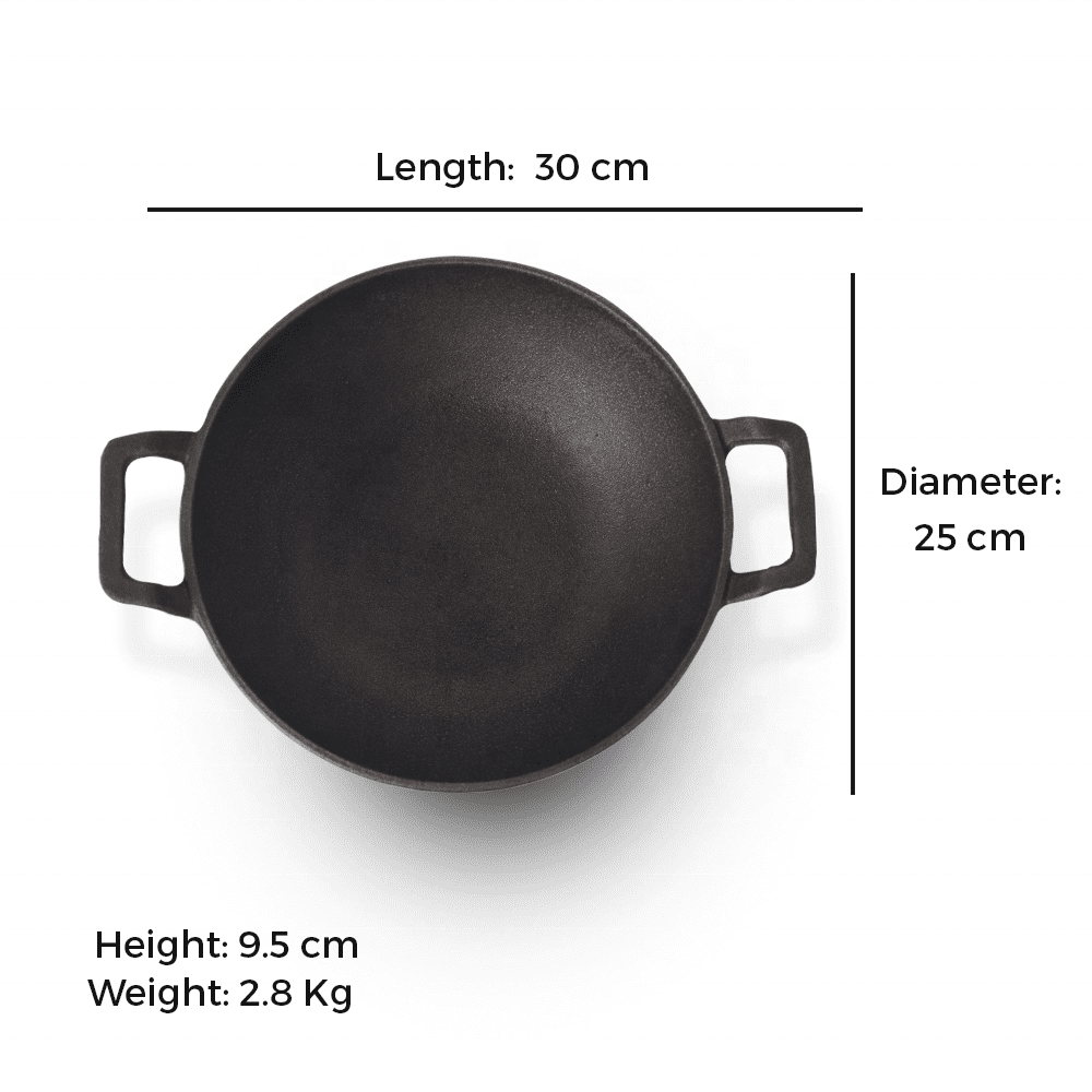 Cast Iron cookware Indian Kadai Non Stick Pan for Cooking And Serving Cooking Set Iron Heavy Base For Home Hotel And Restaurant