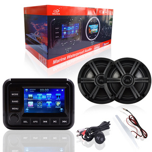 Hasda Marine Stereo Speakers Package Waterproof Radio Boat Sound System AM FM Receiver USB MP5 Player With Boat Grey Speakers