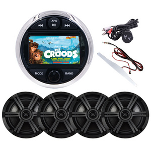 Good Deal Marine Head unit HD Display Audio Kits+ 6.5" 200W Full-tone Coaxial Speakers for UTV ATV RV Yacht SPA Pool Golf Cart