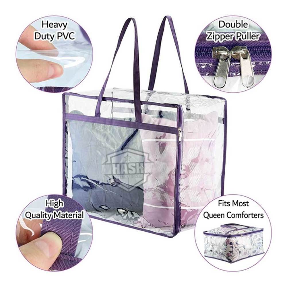 PVC Plastic Custom Quilt Bag Bedding Packaging Bag Clear Ecofriendly Blanket Quilt Travel Storage Bag