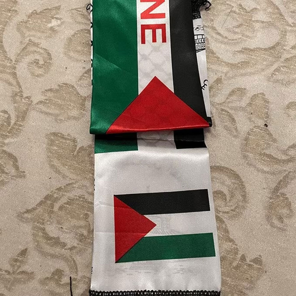 Hot Selling Custom Design Cheap 15x150cm Printing Knitting Worldup Polyester Football Club Fan Palestine Flag Scarf