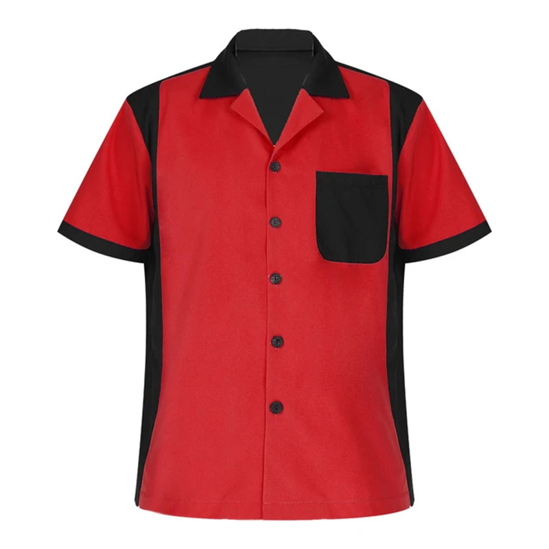 High Quality Custom Men's Sports Polo Shirts for Bowling Jersey Chest Pocket Bowling Shirt for Men Button Down Bowling Shirts