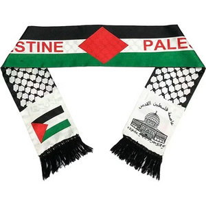 Hot Selling Custom Design Cheap 15x150cm Printing Knitting Worldup Polyester Football Club Fan Palestine Flag Scarf