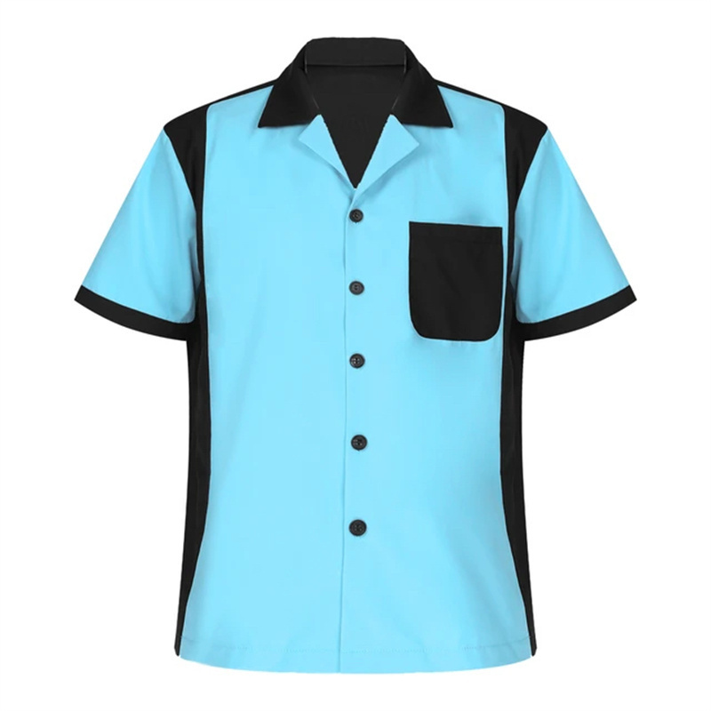 High Quality Custom Men's Sports Polo Shirts for Bowling Jersey Chest Pocket Bowling Shirt for Men Button Down Bowling Shirts