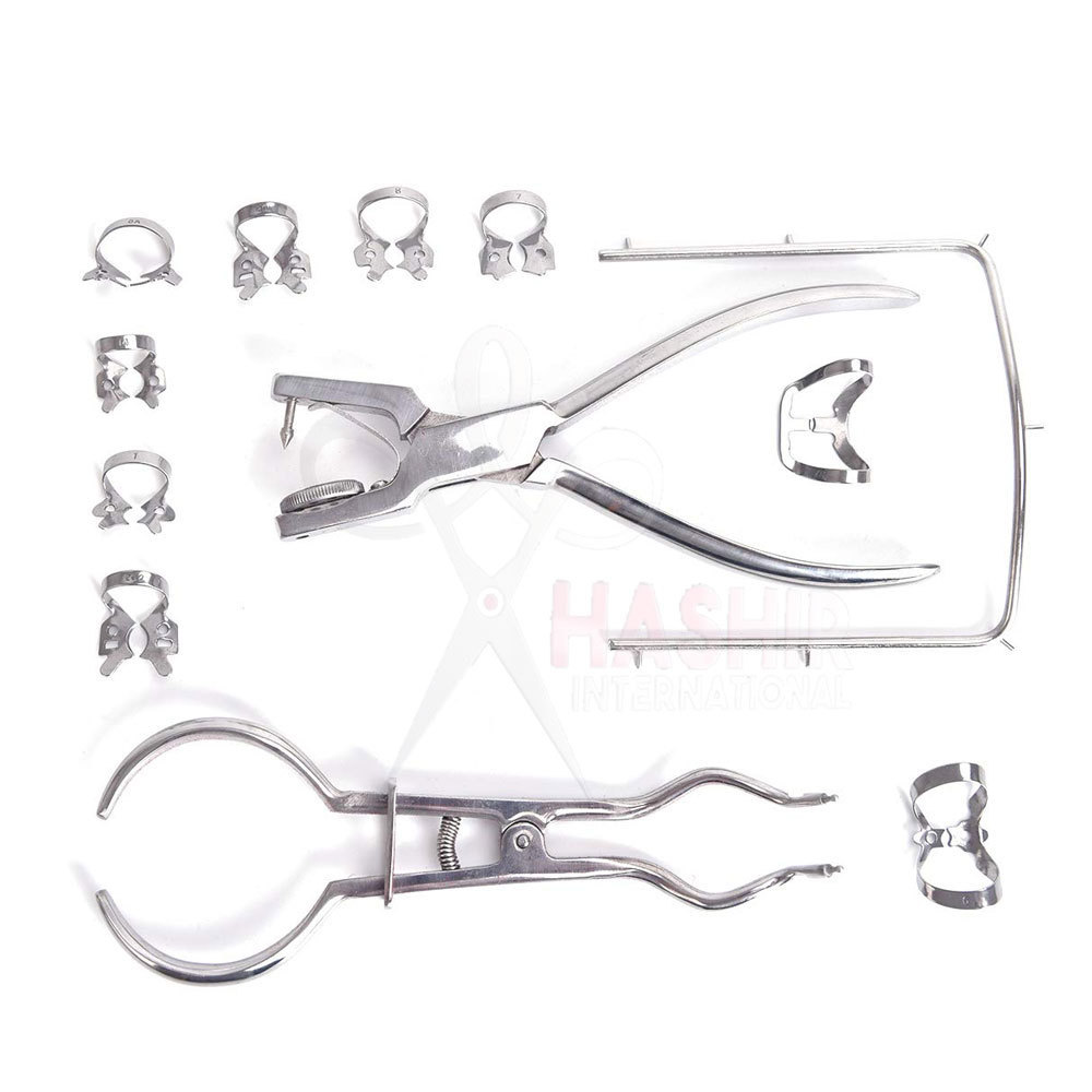 Stainless Steel Dental Rubber dam Tool kit Rubber Dam Clamps Forceps Kits for Dental Use