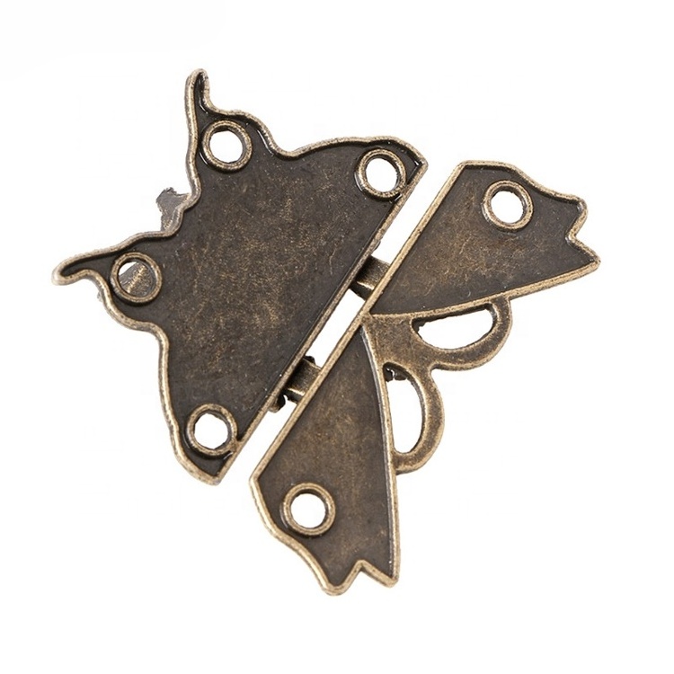 50X43cm Butterfly Design Antique Bronze Hasp Latch Jewelry Wooden Lock Cabinet Buckle Case Locks Handle Hardware Accessory