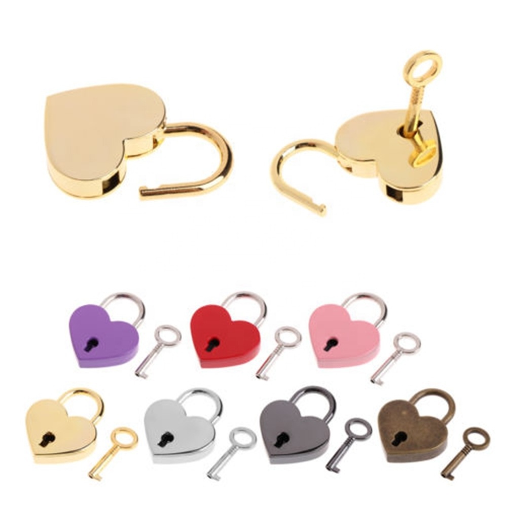 serrure Mini Heart Shape Luggage Case Gym Locker Padlock With Key box case lovers lock Home  Improvement Hardware