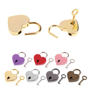 serrure Mini Heart Shape Luggage Case Gym Locker Padlock With Key box case lovers lock Home  Improvement Hardware