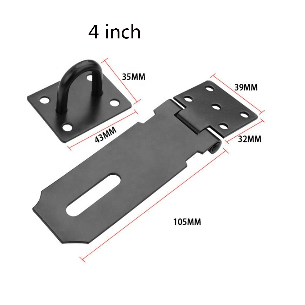 black Stainless Steel Padlock Clasp Gate Hasp Staple  Door Lock Shed Latch Household Burglar-proof Hardware