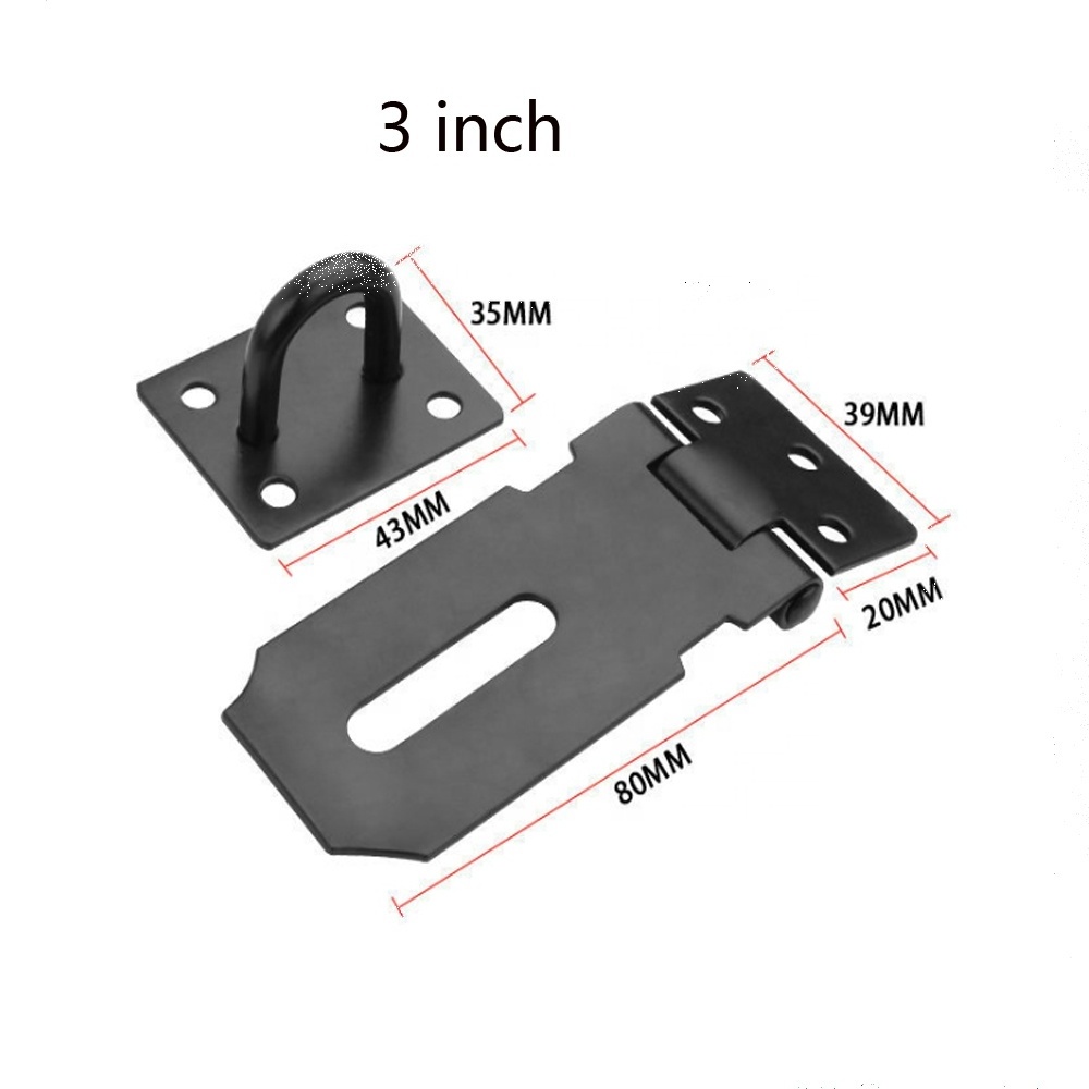 black Stainless Steel Padlock Clasp Gate Hasp Staple  Door Lock Shed Latch Household Burglar-proof Hardware